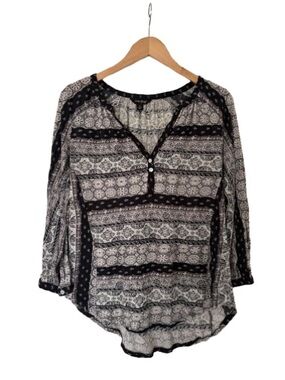 Lucky Brand Black and White Printed  Blouse Small